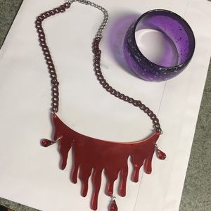 Dripping Blood Necklace and Purple Bracelet